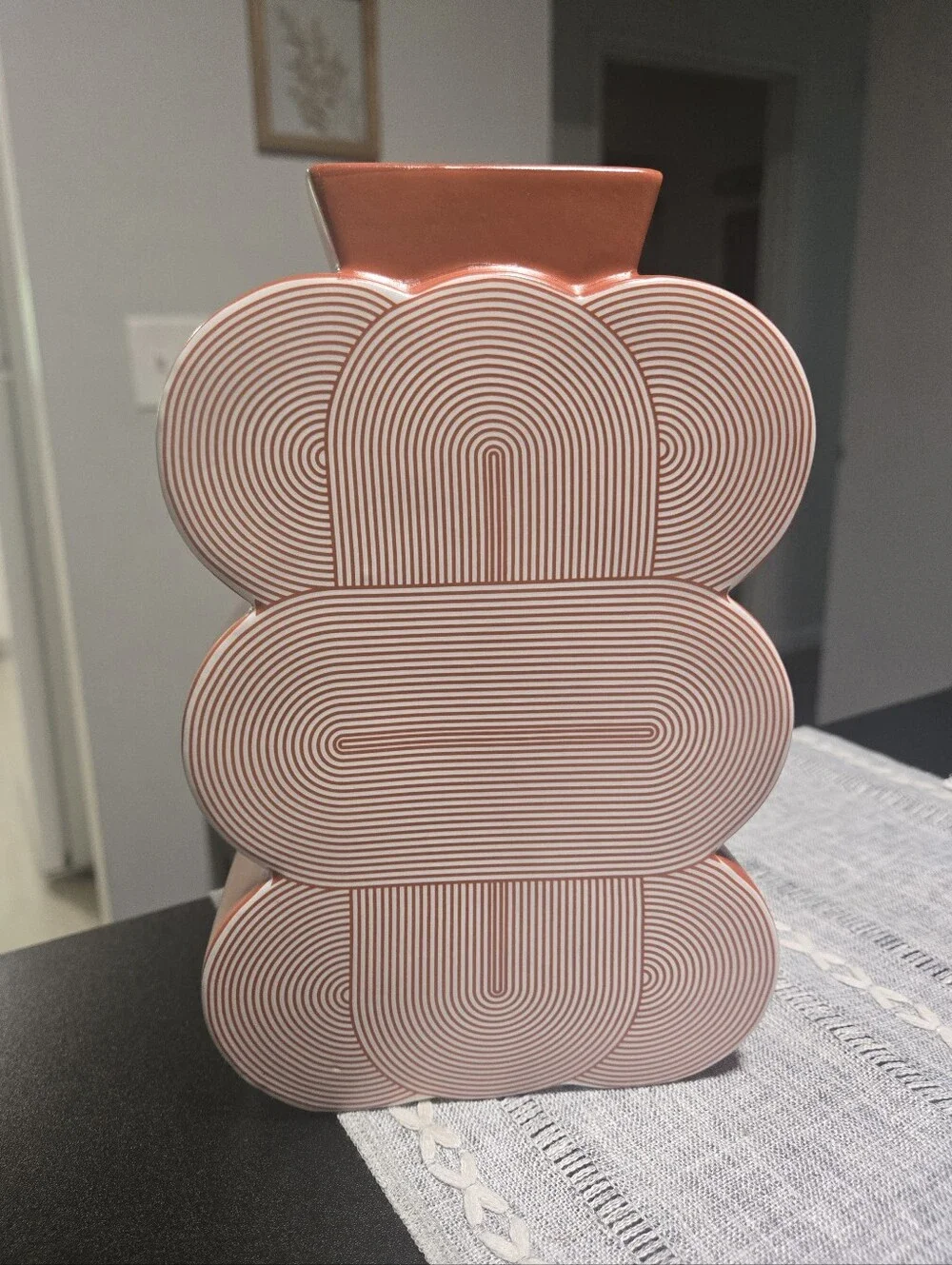 Jonathan Adler Vase in Orange and White, Terracotta